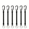 Black Spring Coil Keychain with Retractable Wrist Strap, Expandable from 21.49cm To 119.38cm, Built-in Steel Wire, Supports Up To 6.8 KG.