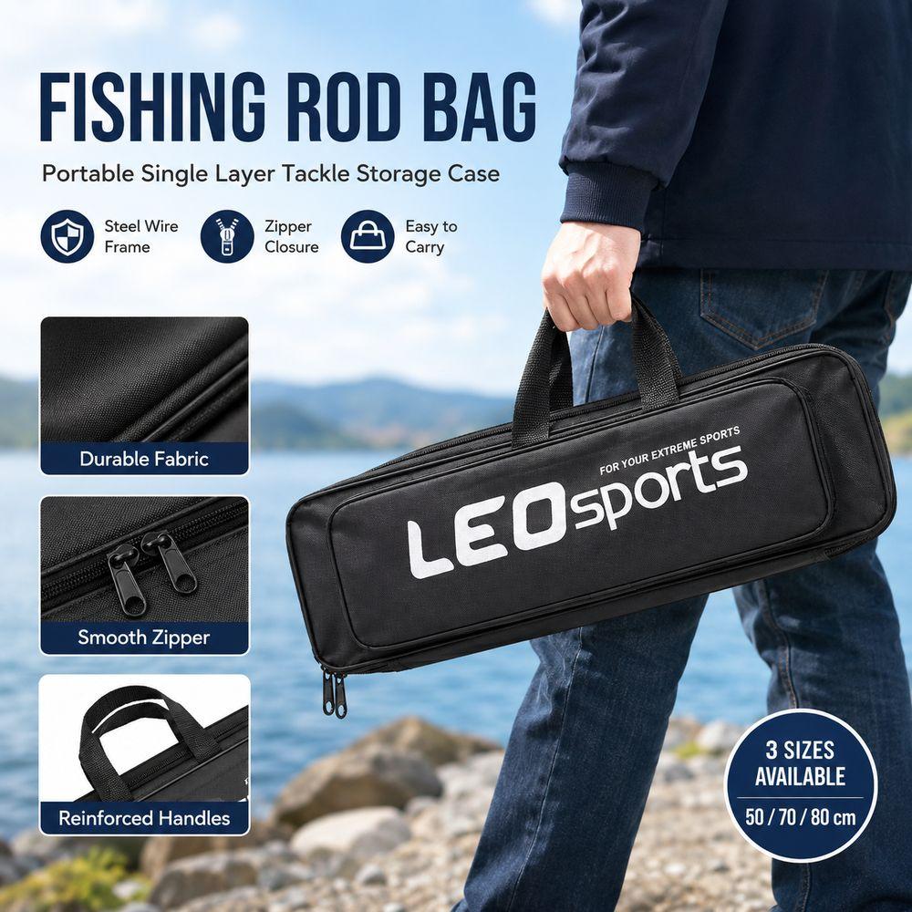 Zipper Closure Fishing Rod Bag Larger Capacity Fishing Tackle Storage Bag Angling Accessories