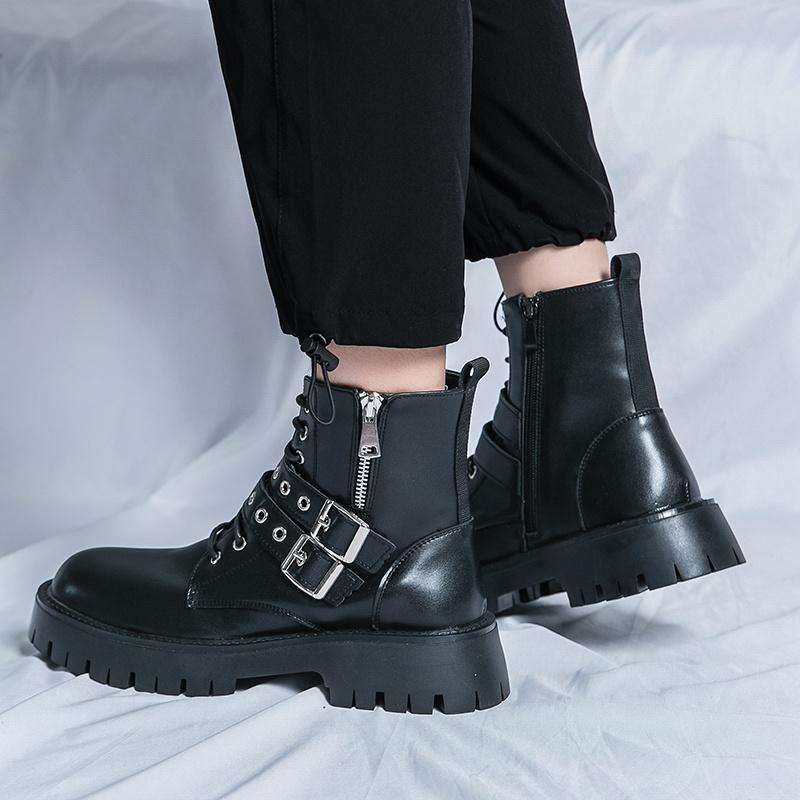 Fashion British Style Brown Men's Boots Fashion Casual Leather Ankle Boots For Men Original Retro Platform Boots Men Botas Para Hombre