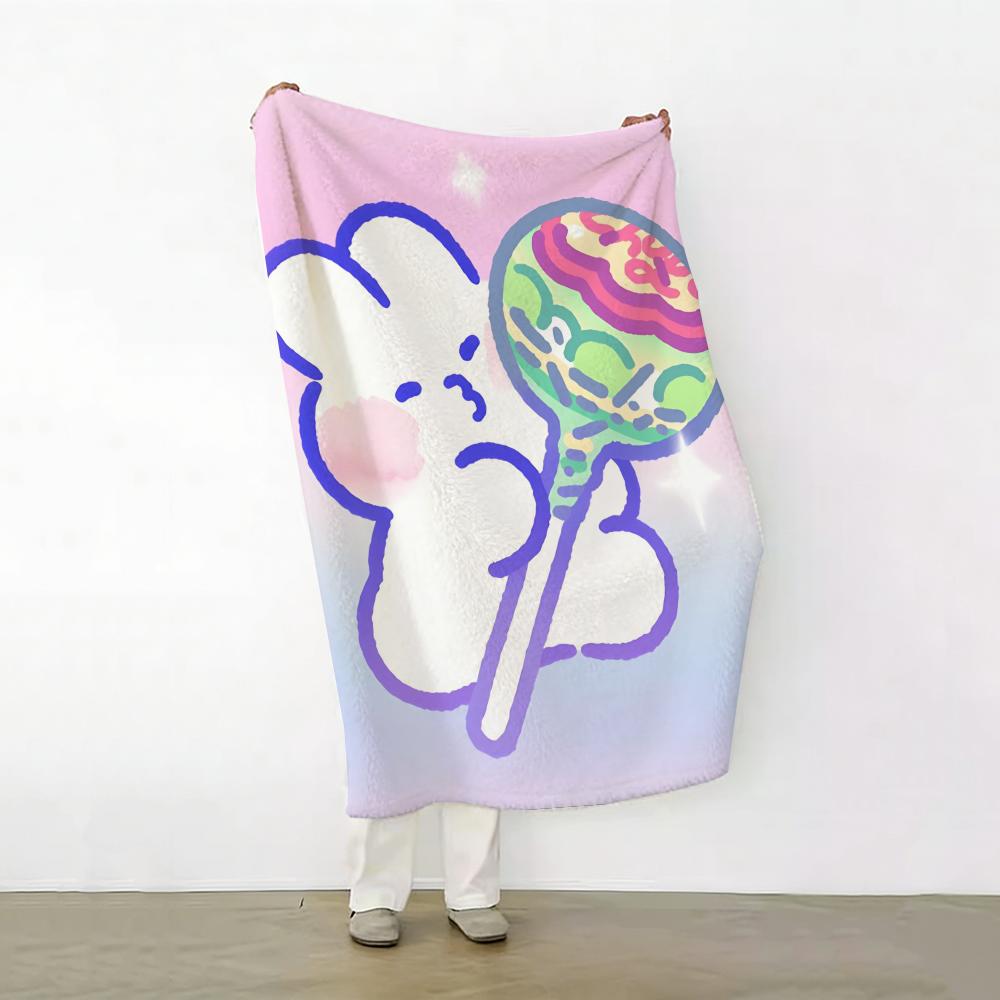 Cartoon meme m mongmong Rabbit meme Throw Soft Warm Flannel Fleece Throw Blanket for Sofa Bed Travel Home