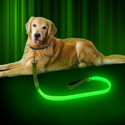 Собака Светящийся Выгул Собаки Светодиодный USB Поводок Свет Видимость Расстояние Безопасный Средний и Крупный Товары для Домашних Животных 3 Светоотражающий Поводок, Свет, Поводок, 1,2 м,
