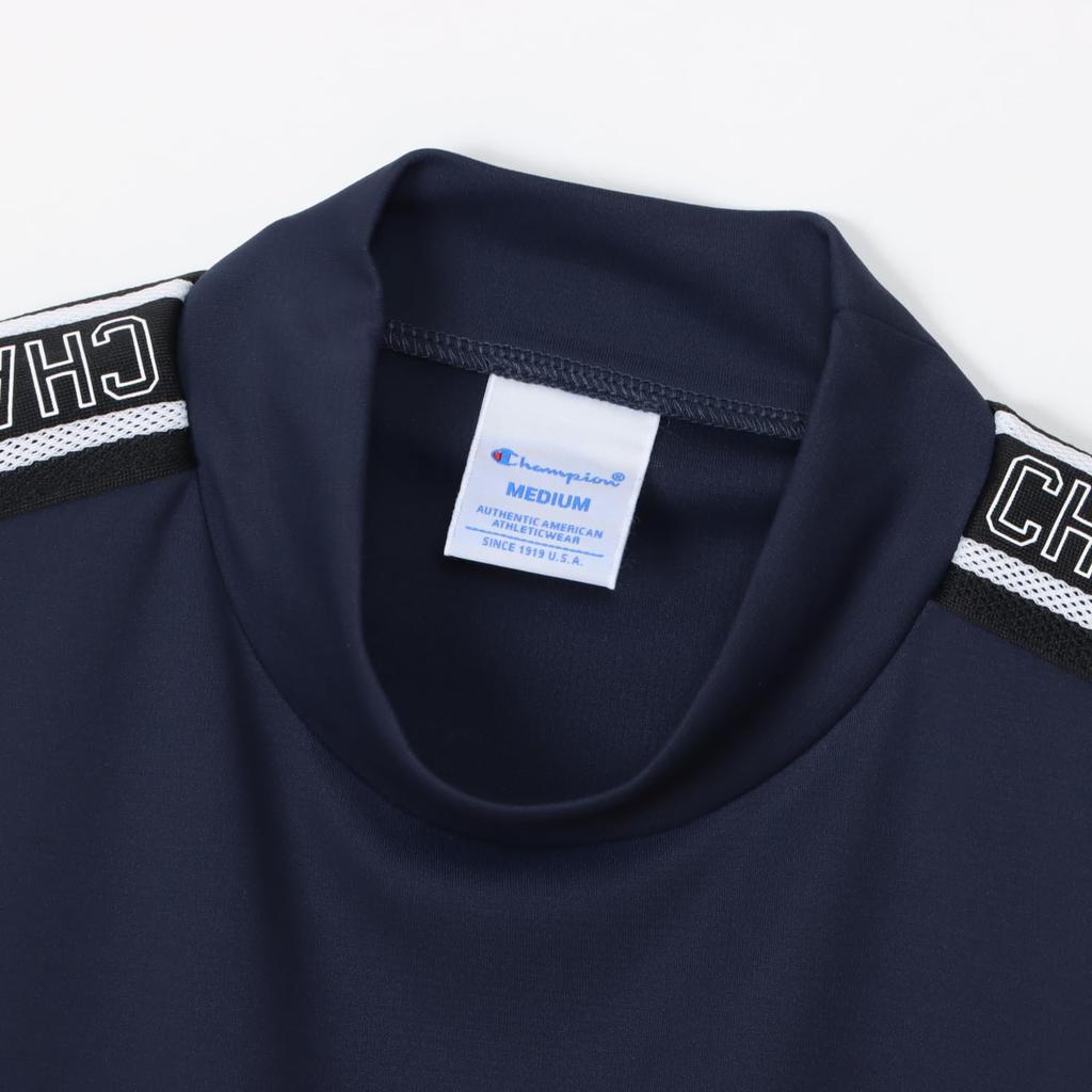 Короткая антибактериальная и устойчивая к запаху УФ-скрипт с коротким рукавом и воротником-стойкой темно-синей тканью [Champion], футболка, рукав, устойчивая, сушка, защита, логотип, рубашка,