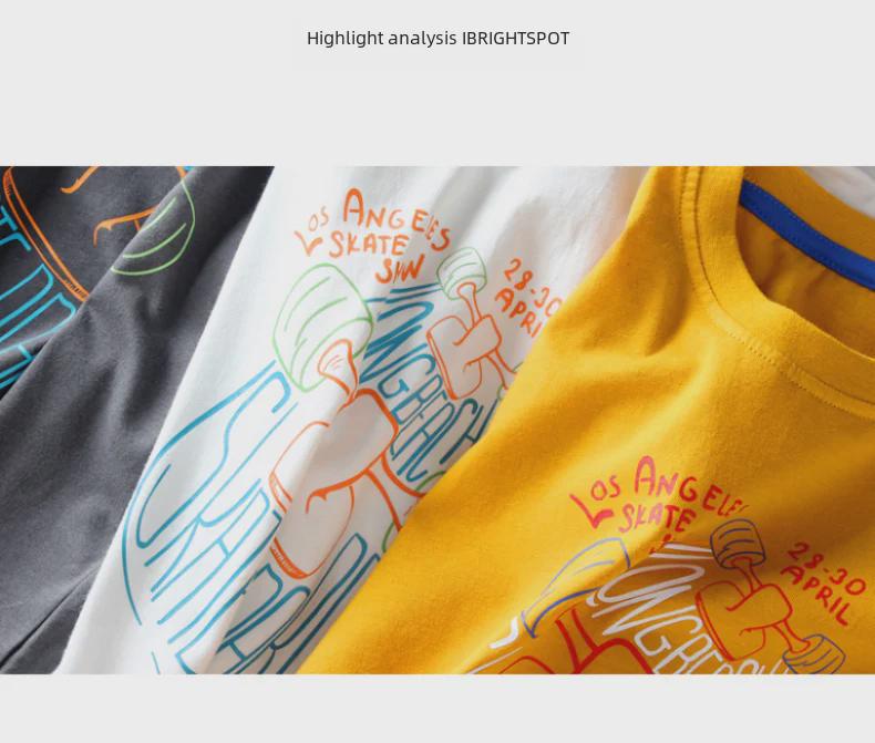 Детские летние хлопковые футболки в корейском стиле с короткими рукавами для мальчиков среднего и крупного возраста.