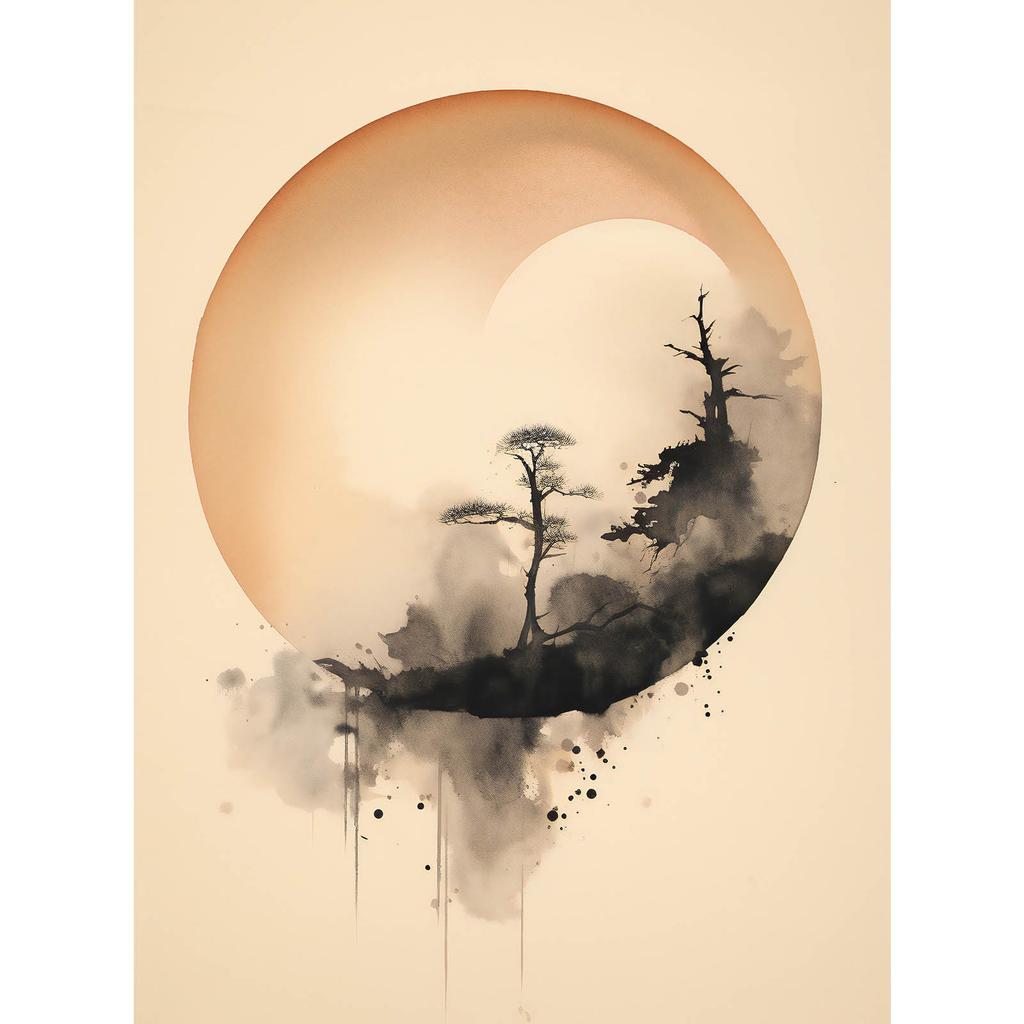 Zen Circle Zen Circle, 50X70 Cm, Gold Aluminum Frame, 230 Gsm Matte Paper