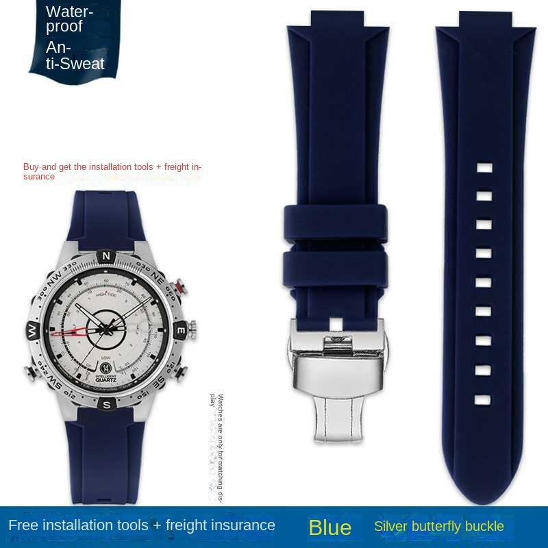 Выпуклый ремешок для часов Силиконовый браслет для timex T2N738 T2N739 T2N720 T2N721 T49706 Ремешок для часов с бабочкой Резиновый ремешок 24X16 мм