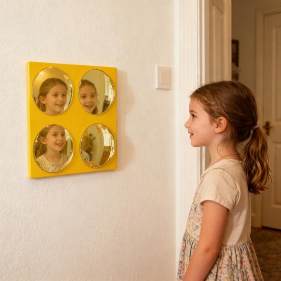 Зеркало-пузырь Акриловое сенсорное настенное зеркало для малышей Безопасный небьющийся дизайн Развивает зрительно-моторные навыки Интерактивная сенсорная игрушка