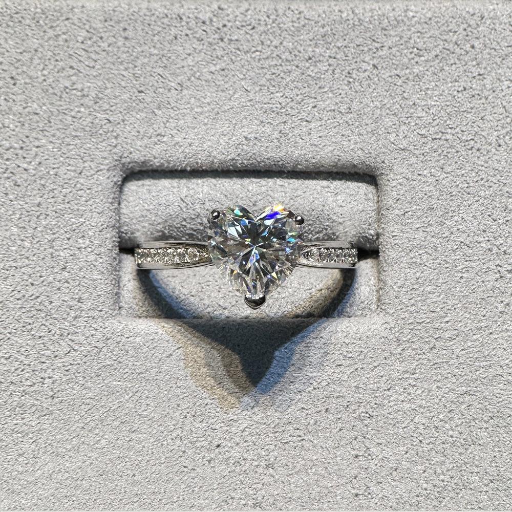 Vinregem Роскошное кольцо из 100% стерлингового серебра 925 пробы 3EX VVS1 D, цвет огранки сердца, 8 мм, 2 карата, настоящее кольцо с муассанитом и бриллиантами для женщин, помолвка, ювелирные изделия, подарки