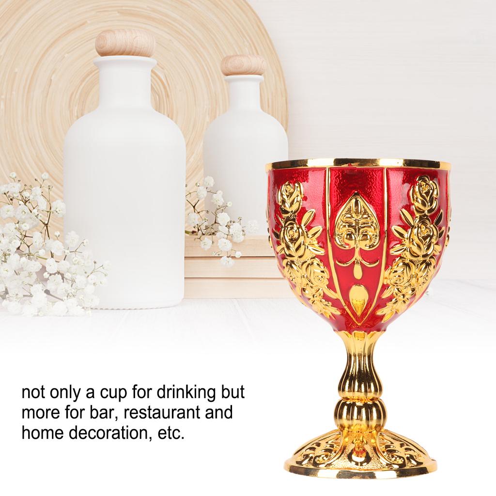 Gold Chalice 4 Inch High Zinc Alloy Retro EmNaBossed Flower Pattern Elegant Pimp Cup for Party Banquet Bar