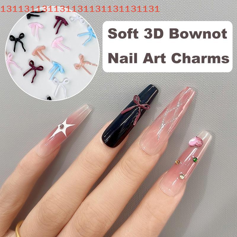 50 Pcs For DIY Manicure And Salon Decoration Soft Mini Bow Shape Nail Art Charms Mix Color 3D Bowknot Resin Accessories
