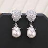 Женские серьги-подвески с искусственным жемчугом и каплями воды, сверкающие кристаллы, свадебные украшения, аксессуары