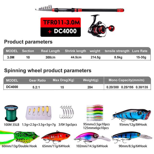 Новый рыболовный набор, комбинированная телескопическая удочка 1,8-3,6 м, карбоновая дорожная удочка с вращающейся катушкой, крючок для наживки, рыболовная сумка, подходит для летней пески
