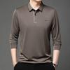 Новая мужская рубашка с длинным рукавом в стиле business casual с нашивкой, однотонная рубашка поло, модный дышащий удобный универсальный топ