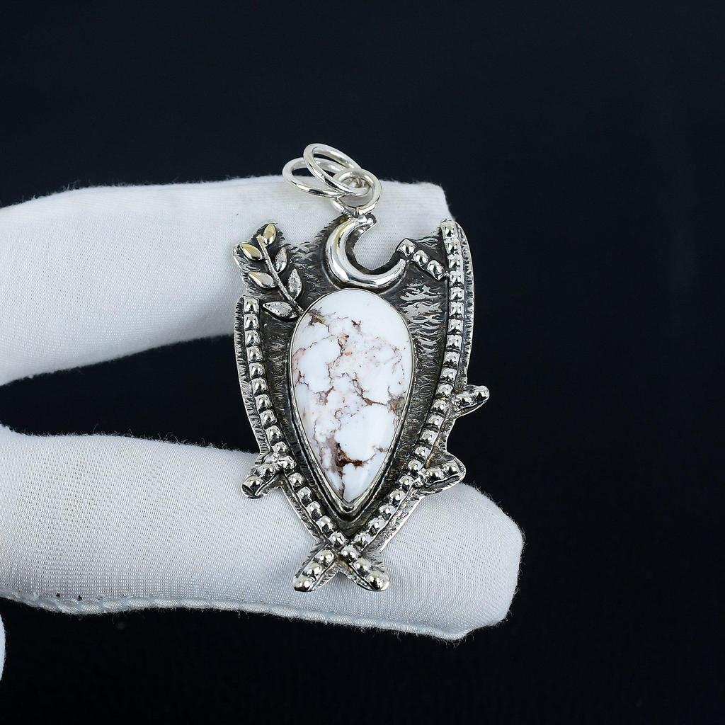 Natural Wild Horse Jasper Gemstone Silver Pendant in 925 Sterling Silver- Handmade Design, Everyday Wear Jewelry, Unique Pendant Easter Gift