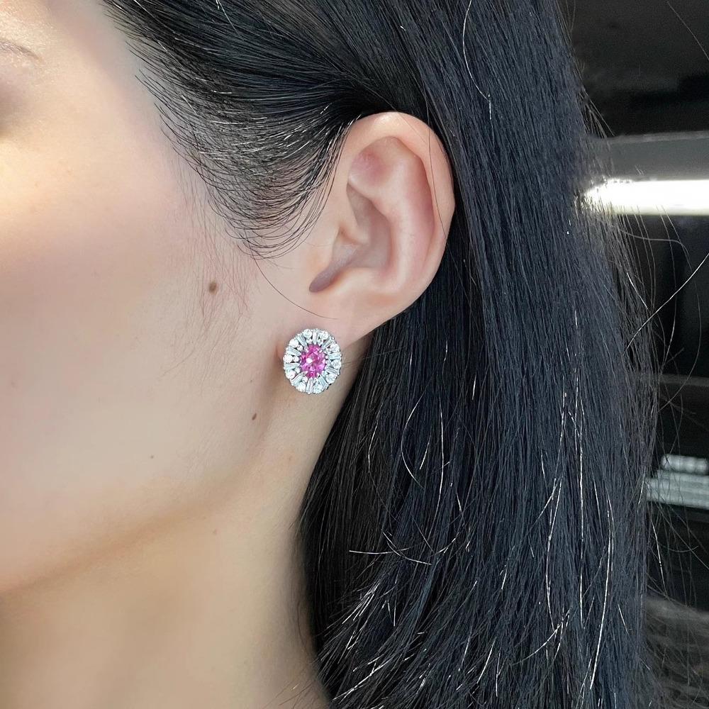 Luxury Women Jewelry Set Fashion Pigeon Blood Ruby Necklace High Carbon Diamond Ring Red Corundum Earrings Gift