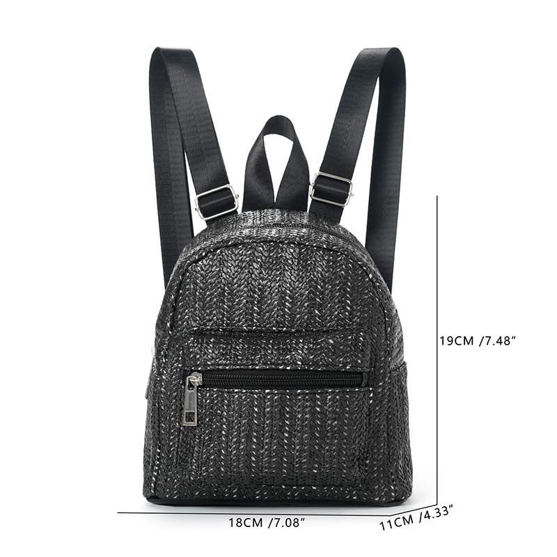 Женский соломенный рюкзак в этническом стиле с двухслойной молнией