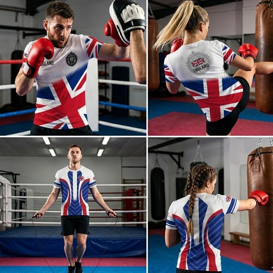 British UK United Kingdom England Boxing Muay Thai MMA T-shirt National Flag 3D Print Training Unisex Men Women Fitness Sport Workout