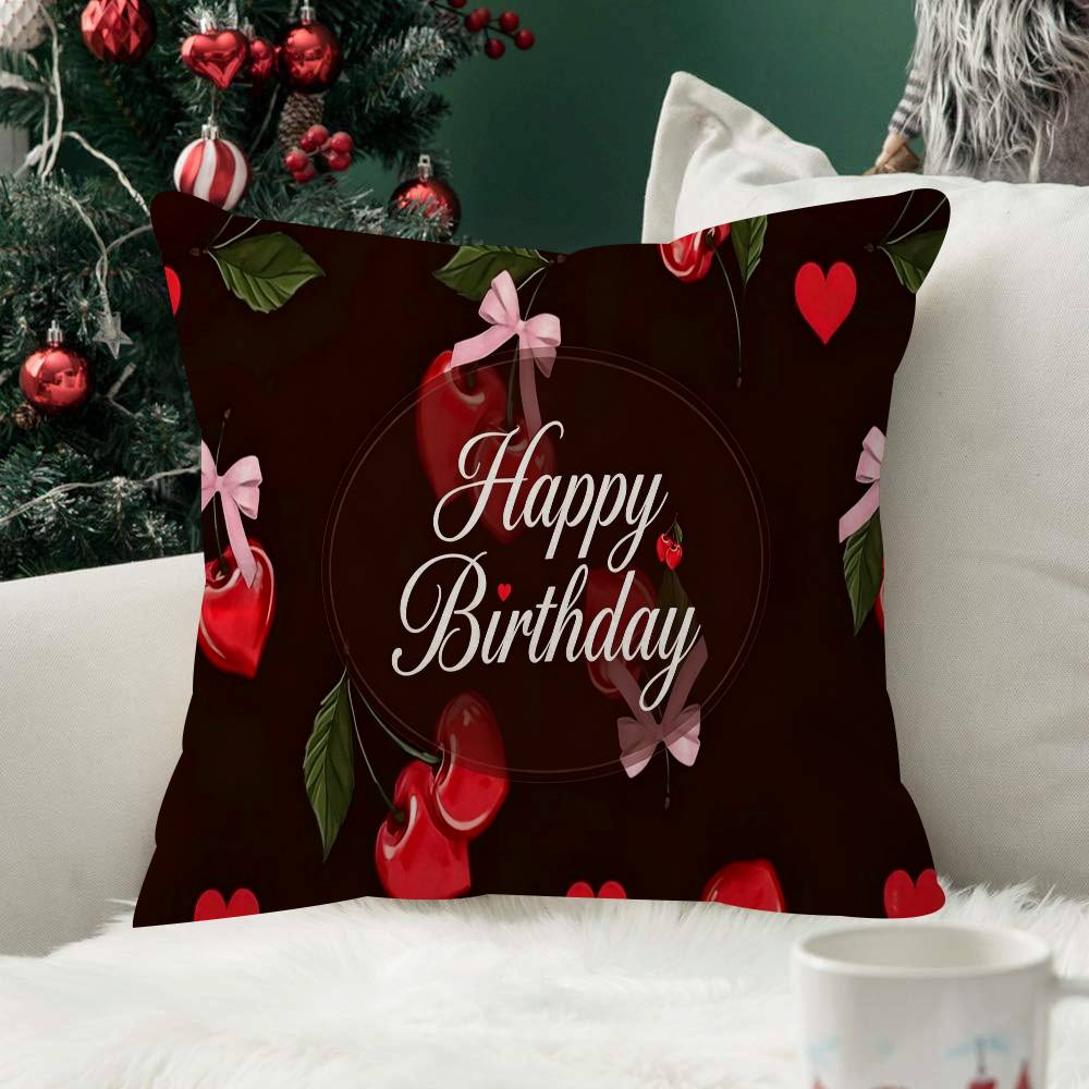 Pink Cherry Cherries Butterfly Pillow Case Plush Fabric Soft Double Sided Print Sofa Cushion Cover Throw Pillow Covers