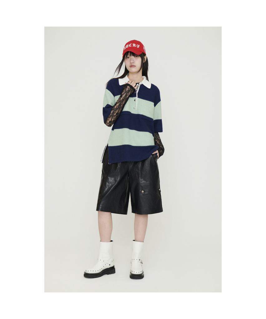 LUCKY CHOUETTE Fake Leather Back Banding Midi Pants (Black)_Lfpom25220Bkx