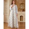 Indonesia Middle East Cross-Border 2025 Arabic Style Long Sleeve Embroidery One Piece Dress Women Clothing Dubai Sequined Robe Dress