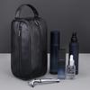 Men PU Wash Bag Travel Business Trips Portable Cosmetic Bag Large Capacity Multi Pocket Design Handheld Wash Bag