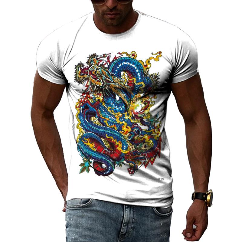 Summer Fashion Chinese Dragon Men T-shirts 3D Trend Casual Personality Cool Style Printing Tees Hip Hop O-neck Short Sleeve Tops