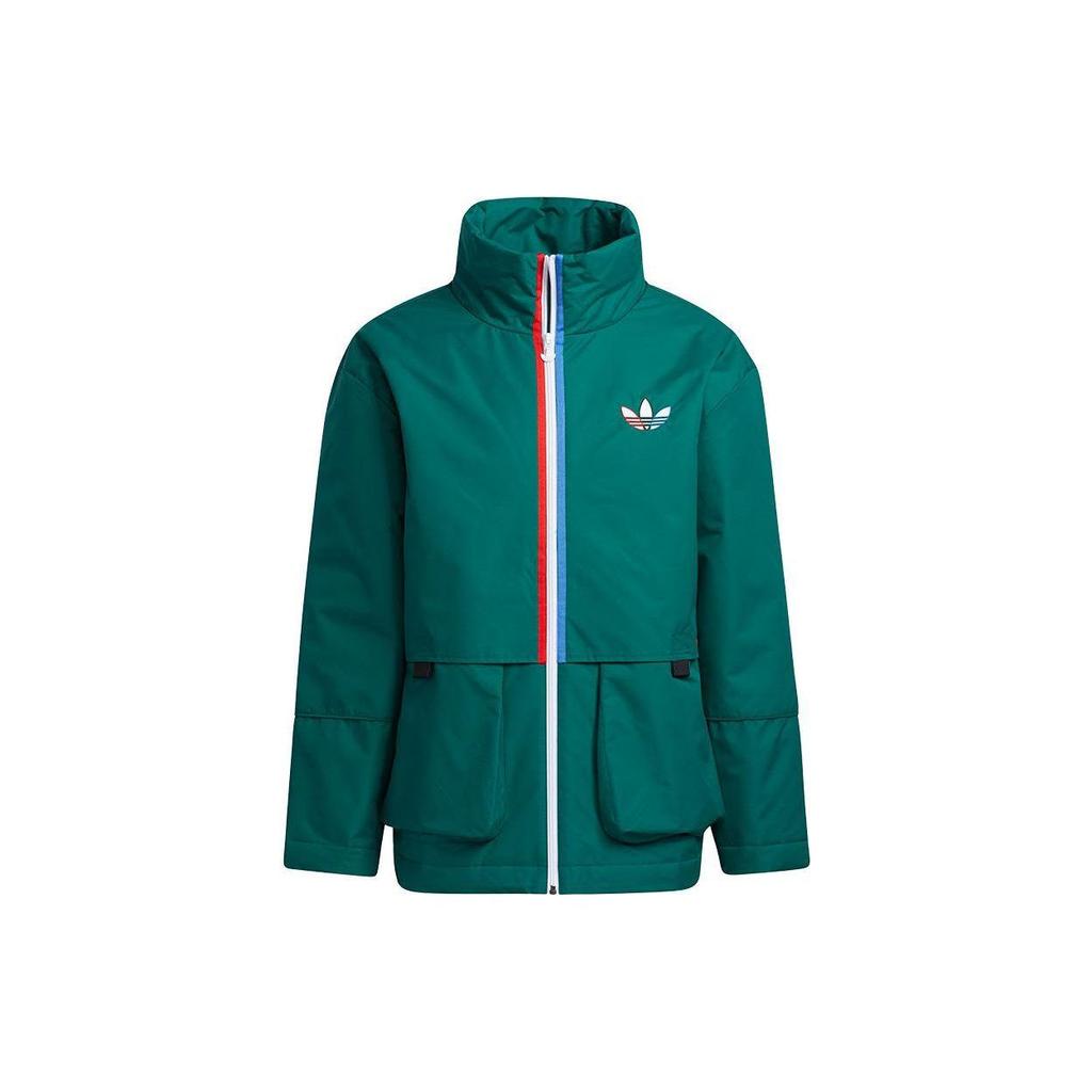 adidas Мужская хлопковая куртка Originals с логотипом-трилистником на молнии, зеленая H15935