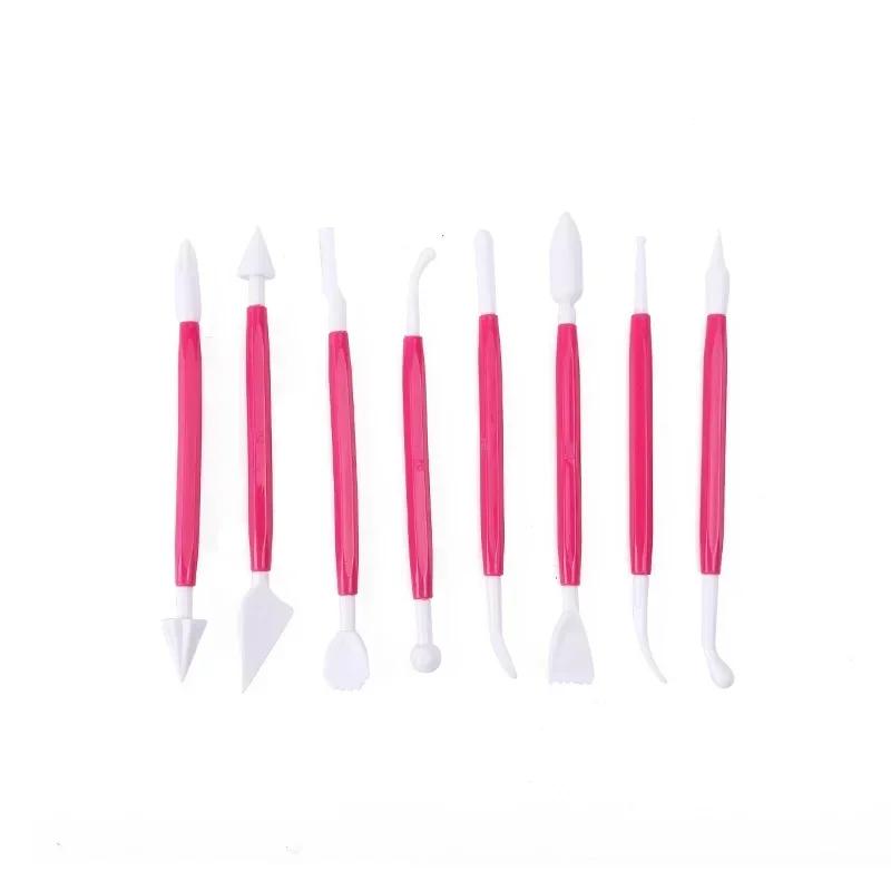 8pcs/set Double Headed Cake Carving Cutter Pen Set Baking Group Fondant Knife Making Cutting Clay Color Soft Diy Tool Odorless