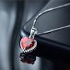 S925 Sterling Silver Red Diamond Necklace Women's Popular Heart-Shaped Clavicle Necklace