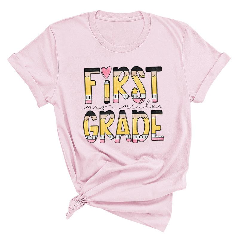 Футболки женские из чистого хлопка с короткими рукавами и круглым вырезом, повседневные, с принтом букв, летние, первого класса