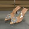 Fashion PVC Transparent High Heeled Sandals for Ladies Brand Designer Party Prom Stilettos 2025 Summer New Pointed Woman Slingback Shoes