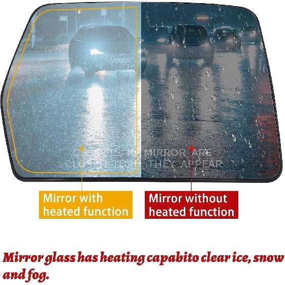 Passenger Right Side Heated Exterior Mirror Glass Replacement Compatible With Ford F150 2004 2005 2006 2007 2008 2009 2010 2011 2012 2013 2014