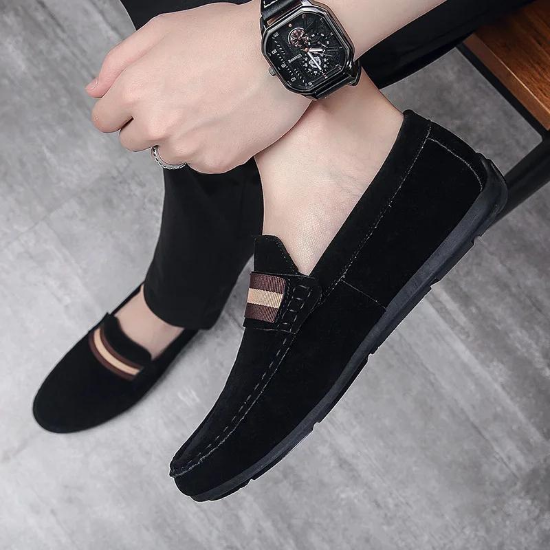 Brand Design Moccasins Men's Loafers Suede Casual Shoes Slip On Men Flats Spring Summer Zapatos Hombre Lightweight Driving Shoes