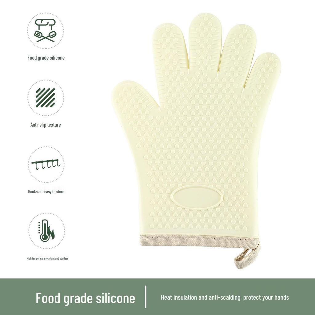Thickened Non-Slip Silicone Kitchen Oven Gloves: Heat-Resistant and Anti-Scald Baking Mitts