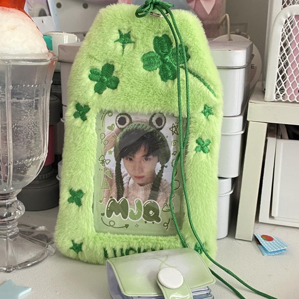 Милый плюшевый чехол для фотокарточки, милый чехол для автобусной двери, модная сумка-брелок, подарок на день рождения