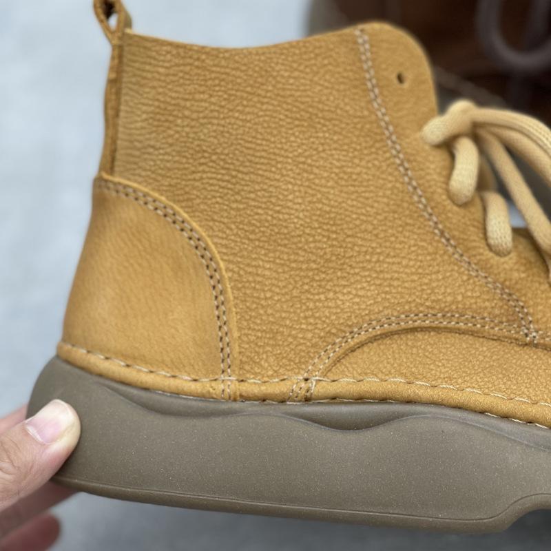 Johnature Ретро-ботинки из натуральной кожи, короткие, с широким носком, со шнуровкой, из коровьей кожи, с мягкой подошвой, женские ботинки