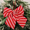 1Pc Christmas Decoration Supplies Red and White Striped Bow Candy Sponge Bow Pendant Christmas Tree Decoration