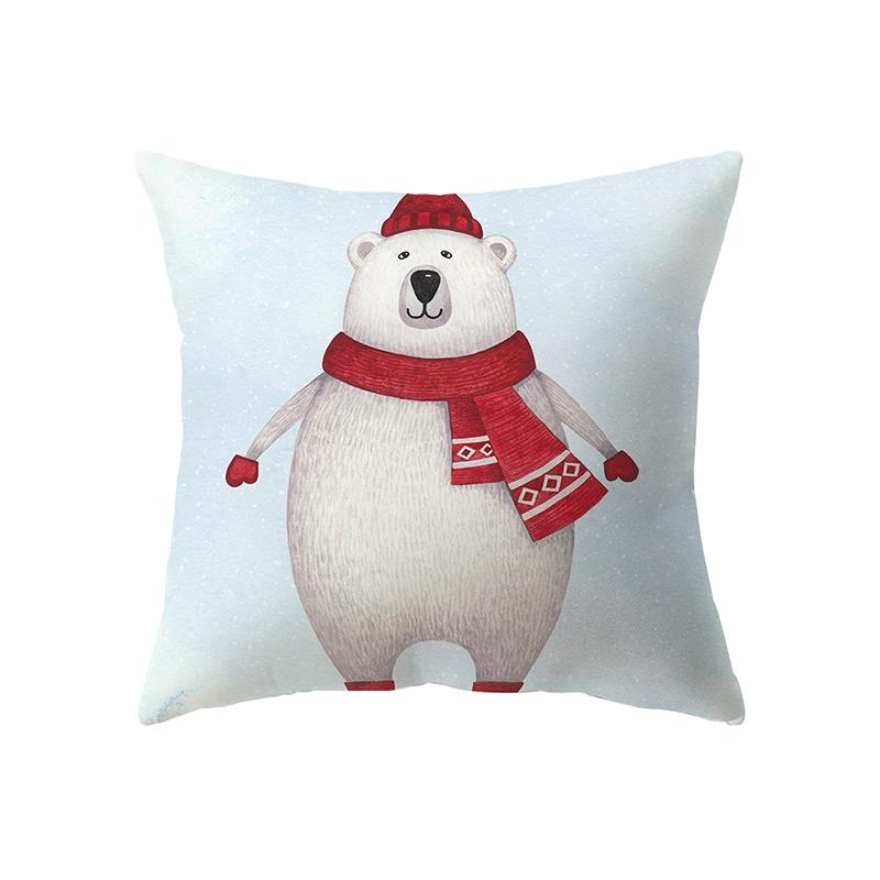 Santa Claus Christmas Theme Printed Pattern Cushion Cover Home Living Room Sofa Decoration Square Pillow Pillow Cover