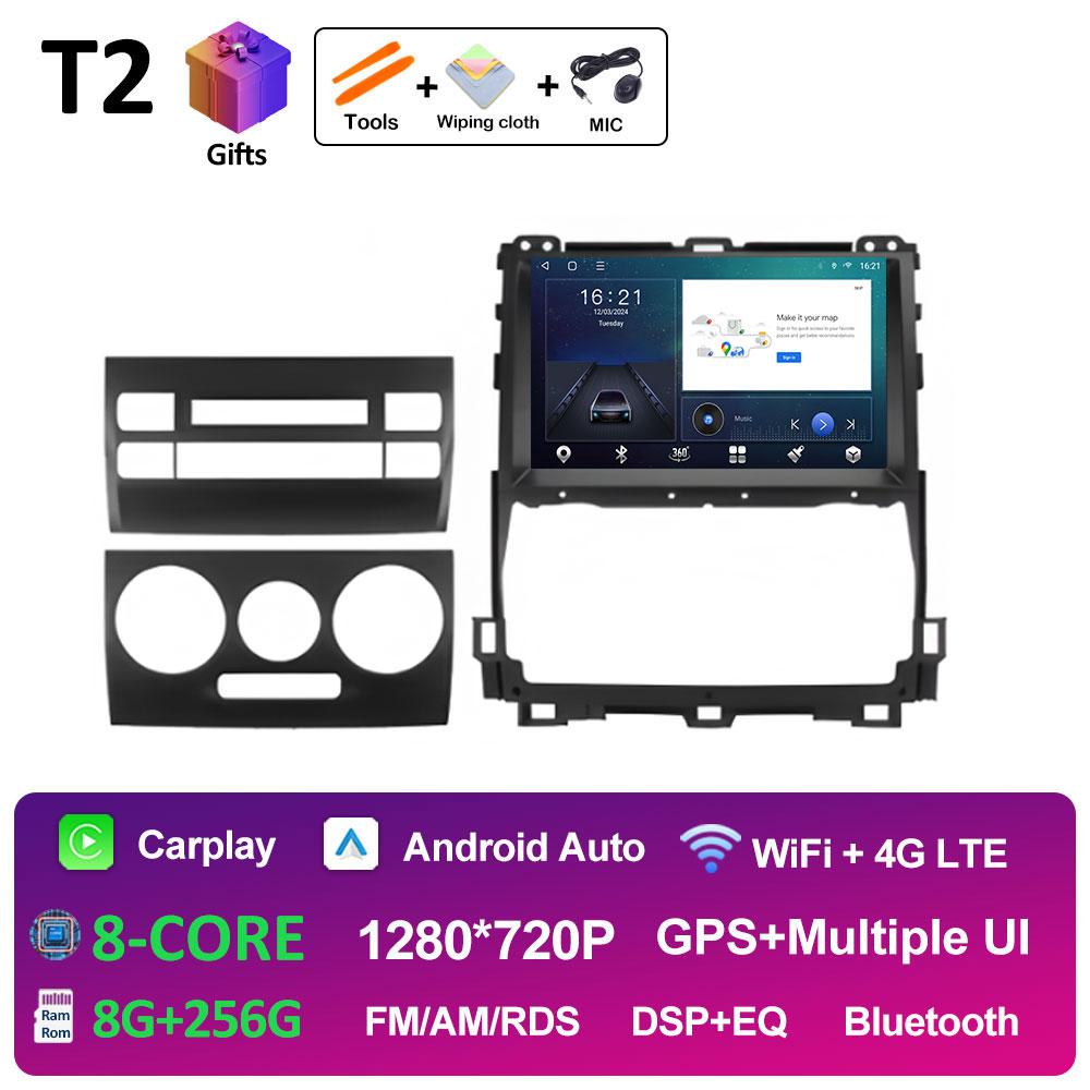 DSP стерео для Toyota Land Cruiser Prado 120 3 III 2002 2003 2004 2005 - 2009 Android 14 беспроводной Carplay GPS Navi 4G головное устройство