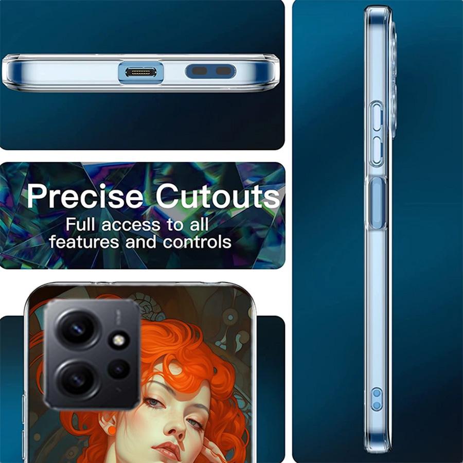 Exquisite Women's Loish Style Flowers Phone Case For Redmi 12 13C 12C 15C 9 10 10C Note 13 Pro Plus 14 15 Pro 9T 9C 9A TPU Soft
