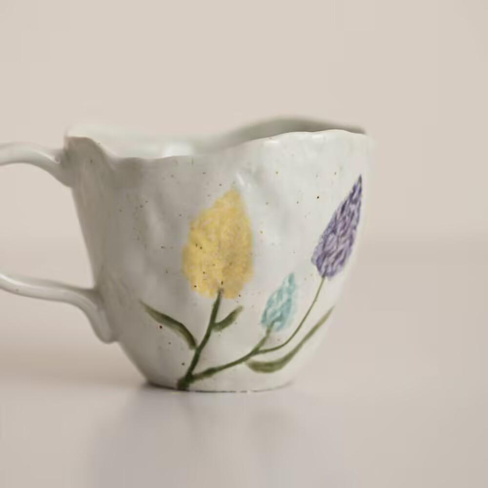 Ручная роспись, кружка с тюльпанами, Jingdezhen, для девочек, современный стиль, простая кофейная чашка, стакан для питья в корейском стиле