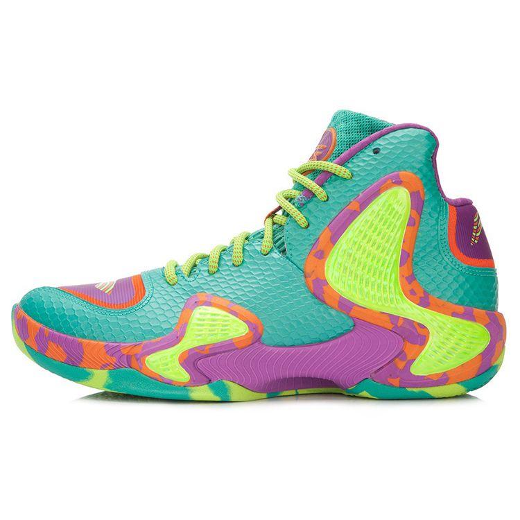 Li Ning Phantom 1 Cloud Shock Absorption Anti-Slip Support Mid-Top Basketball Shoes Men Sneaker Green Yellow Purple ABAL001-1