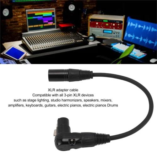 Ongwan XLR Microphone Extension Cable Adapter, Right-Angled XLR To Straight XLR Cable, PVC, Suitable for Musical Instruments, Sound Rooms, Mixers, Sou