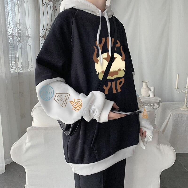 Kawaii Anime Avatar The Last Airbender Appa Cartoon Print Unisex Long Sleeve Hoody Fleece Winter Long Sleeve Harajuku Sweatshirt