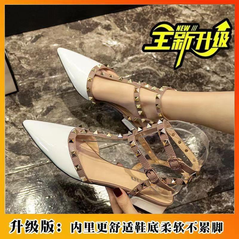 2024 Интернет-знаменитость, новая мягкая подошва, не уставшие ноги, корейские женские сандалии, односложная пряжка, легкие, дышащие, высокие каблуки