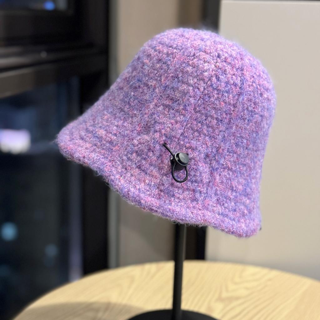 Вязаная рыбацкая шапка в корейском стиле для женщин на осень и зиму, простая панама, утолщенная теплая шерстяная шапка, маленькая шляпа-ведро, подчеркивающая лицо