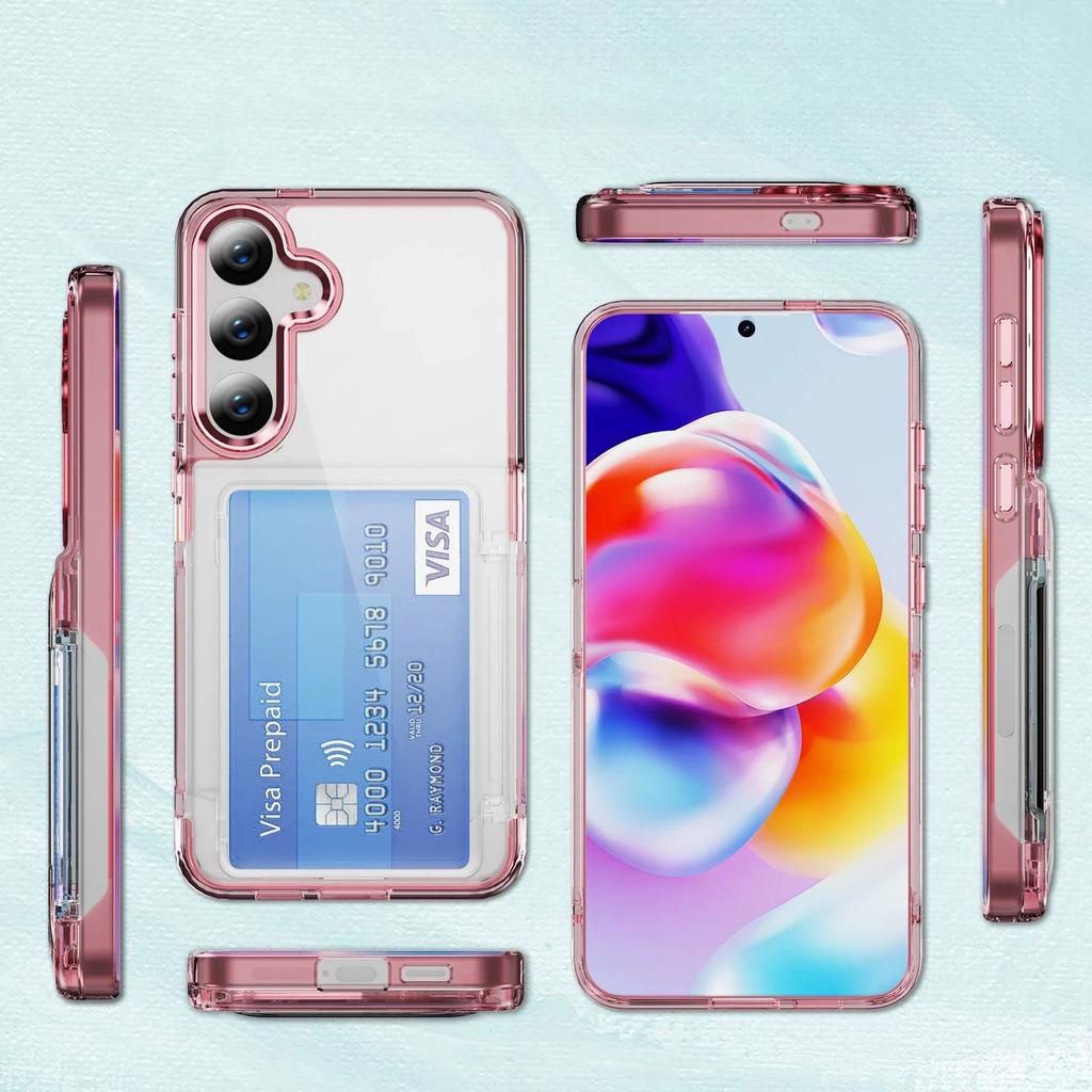 Для Samsung Galaxy S25 Plus S24 S23 S22 Ultra Кошелек Защитный Чехол для Телефона с Держателем для Кредитных Карт Ударопрочный Прозрачный Чехол