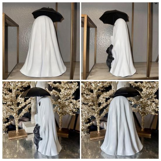 Halloween Ghost Statue Mini Resin Figurine Adorable Shape Funny Spooky Statue Festival Party Decoration