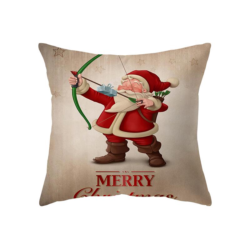 Santa Claus Christmas Theme Printed Pattern Cushion Cover Home Living Room Sofa Decoration Square Pillow Pillow Cover
