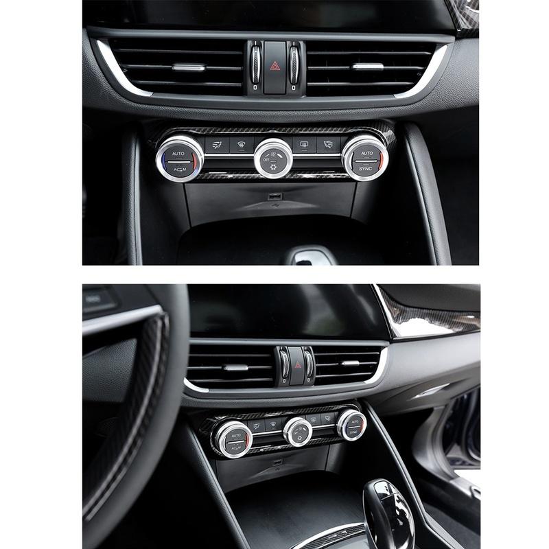 For Alfa Romeo Giulia Stelvio 2017-2019 Car Center AC Air Conditioning Adjustment Frame Trim Cover Accessories,Carbon
