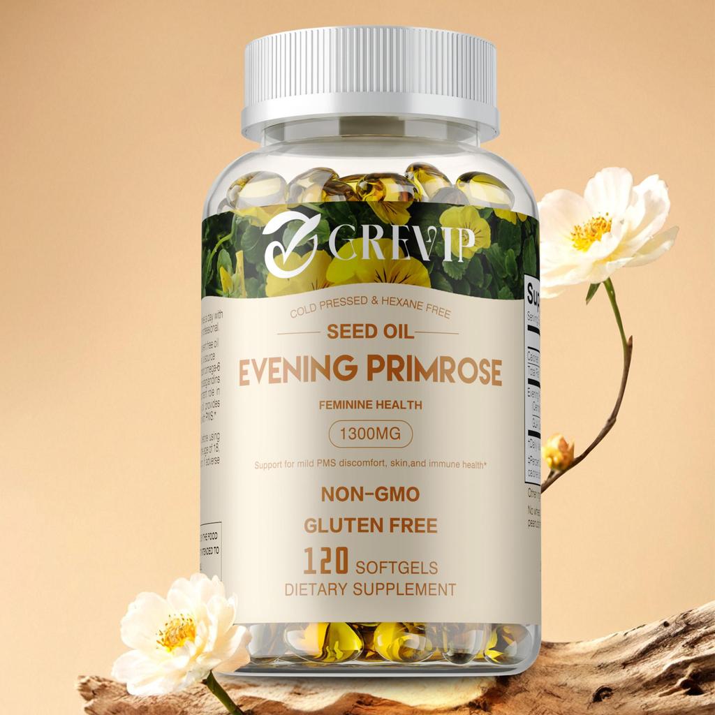 GREVIP - 1300 mg Evening Primrose Oil Capsules - Skin and Immune Health - Women's Health